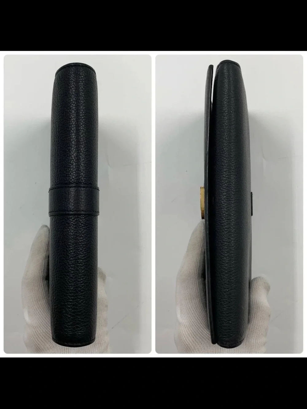 Saint Laurent Black Pebbled Leather Wallet with Gold YSL Emblem